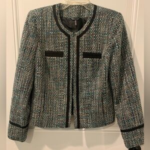 Daisy Fuentes Black and Turquoise Tweed Blazer